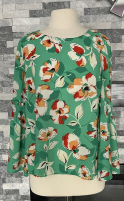ROSE OLIVE FLORAL PRINT Top SIZE M