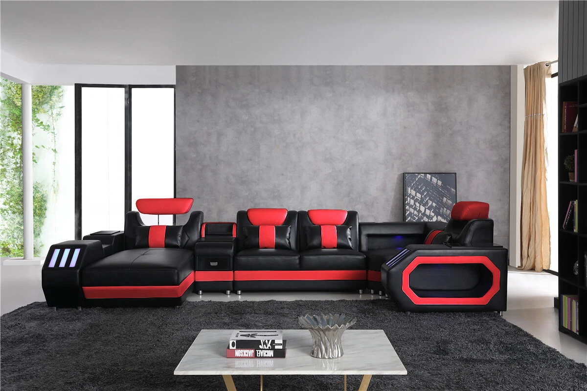 Red on sale black sectional