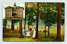 STOUGHTON WISCONSIN WITHE STOUGHTON HOSPITAL AND PARK POSTCARD D-3