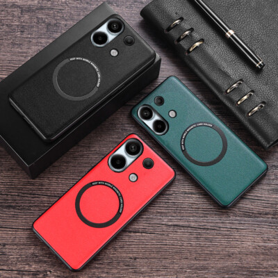 Magnetic Litchi leather Shockproof Back Case For Xiaomi Redmi Note 13 Pro / +