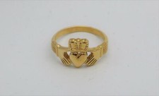 14KT STAMPED YELLOW GOLD CLADDAGH RING 3.5GM SIZE 6.5