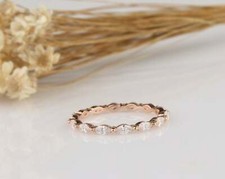 1ct Simulated Diamond Wedding Band Single Prong Eternity Rose Gold Plated
