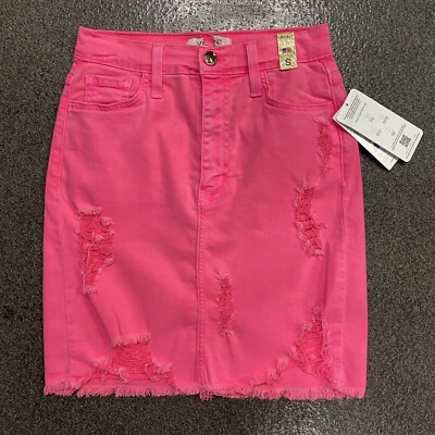 Vibrant MIU Womens Size Small Neon Hot Pink Distressed Denim
