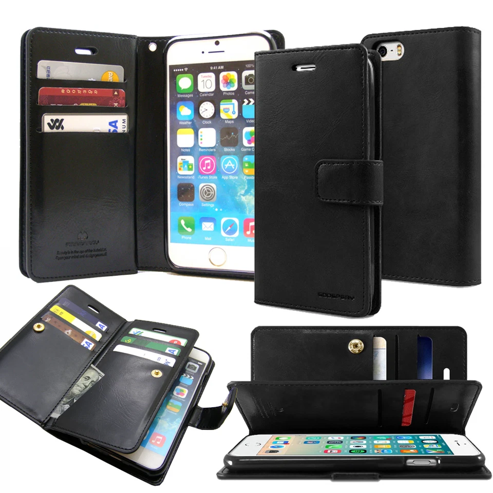 Goospery Double Leather Wallet Case Cover For Apple iPhone 11 6S 7 8 Plus XS Max - Image 2 of 4