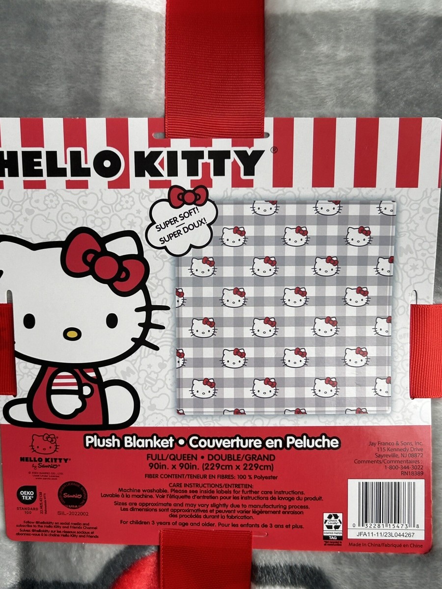 Hello Kitty White Pink Spring Throw Blanket Full Queen 90 X 90, NEW