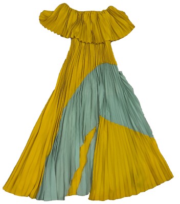 The Clothing Company Maxi Pleated Dress Yellow / Teal Size M | eBay