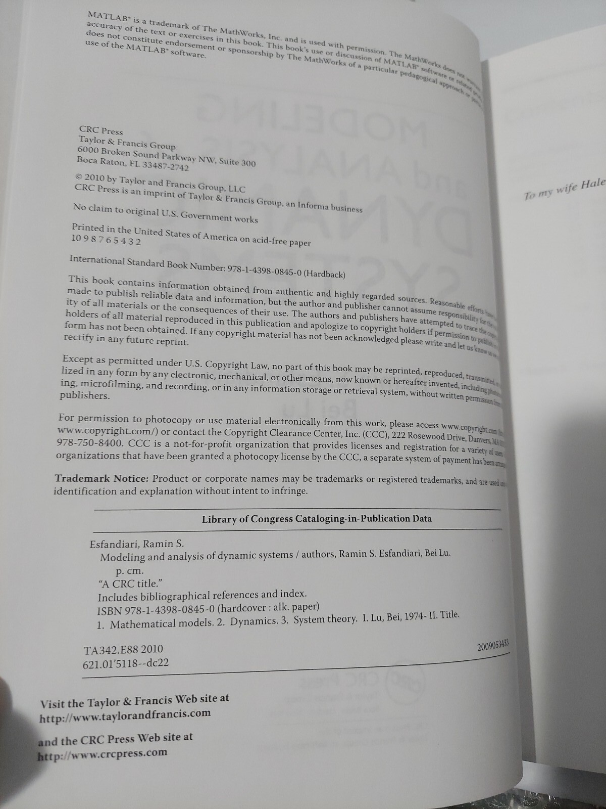Modeling and Analysis of Dynamic Systems by Ramin Esfandiari and Bei Lu ...