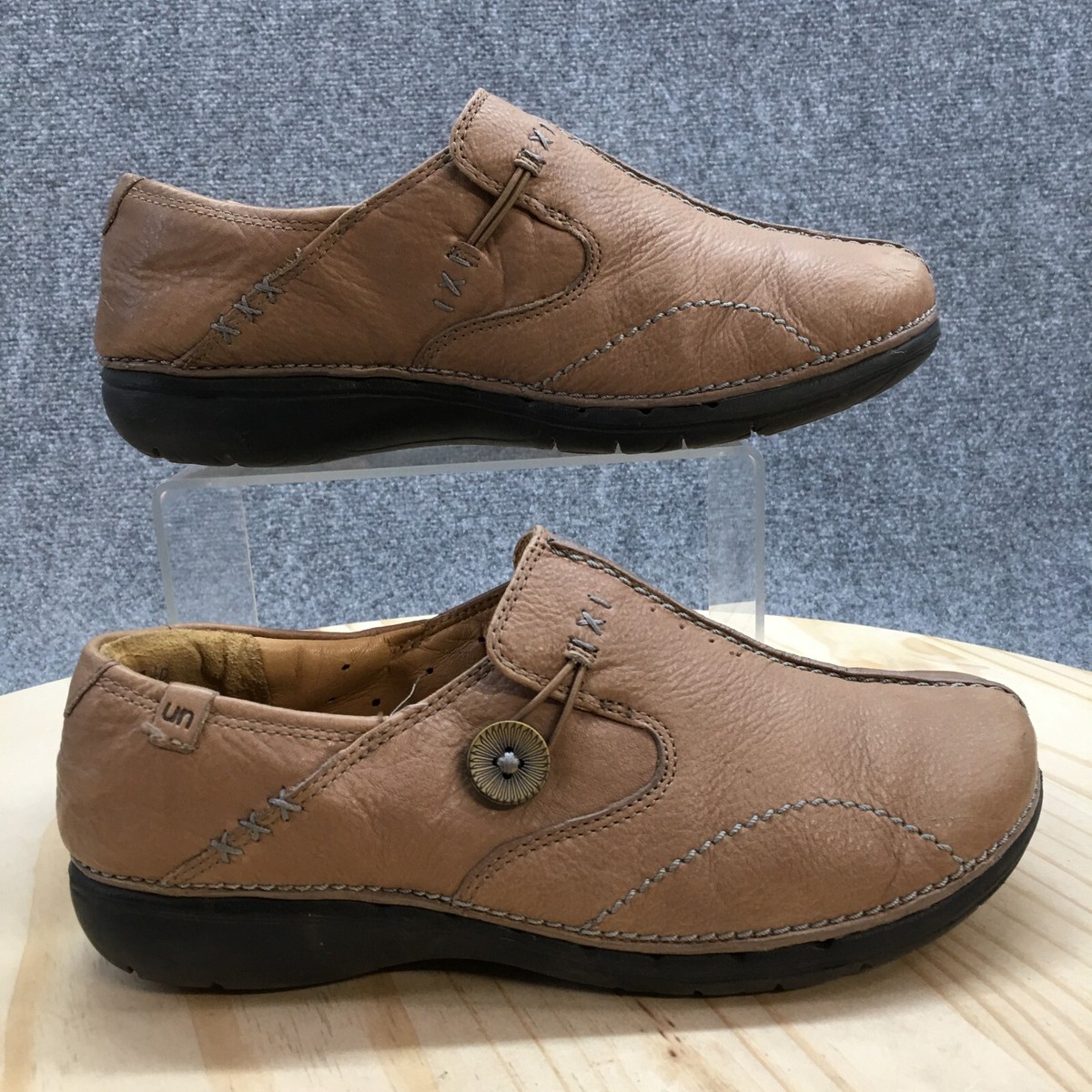 Clarks Unstructured Shoes Womens UK Casual Loafers 101013285 Brown  Slip On