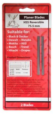 75mm PLANER BLADES BLACK & DECKER SR600 & SR600K MAFELL HU75  HSS REVERSIBLE
