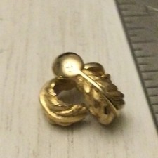 Vintage Estate Goldtone Hoop Feather Design Pierced Earrings