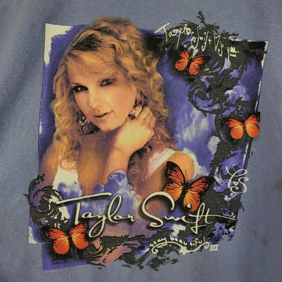 Camisa Taylor Swift Stay Beautiful 2007 Tour Doble Cara Mariposa Niños Pequeña Foto 4 de 4