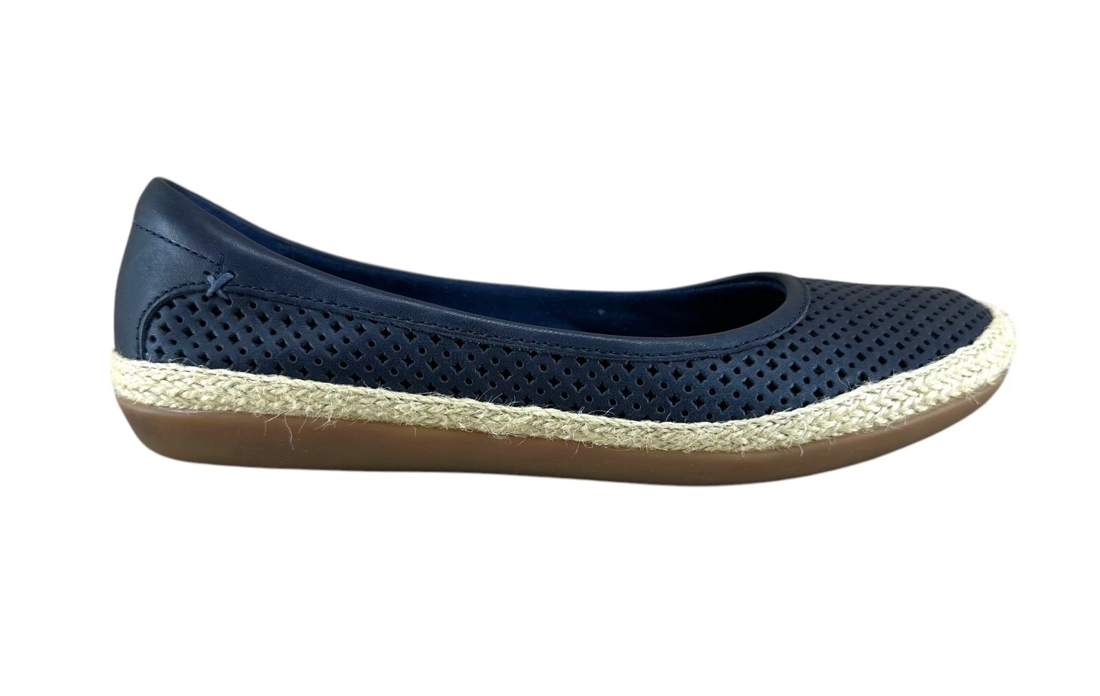 Clarks Blue Perforated Leather Women’s Espadrille Flats Size 6.5 M