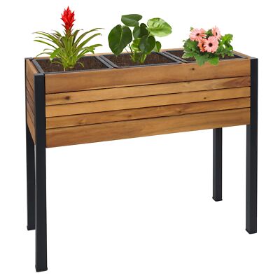Pflanzkasten HWC-L22, Hochbeet Pflanzkbel Blumenkasten Alu Akazie Holz |  eBay.de