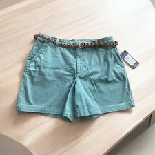NEW Women's Gloria Vanderbilt Nimah Belted Short 14 Sage Moss Shorts New