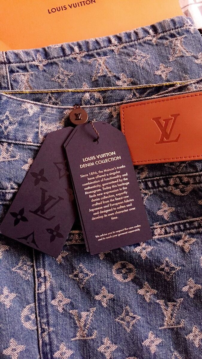 Louis Vuitton, Jeans, Louis Vuitton X Supreme Blue Monogram With Garment  Bag And Hanger Size 42