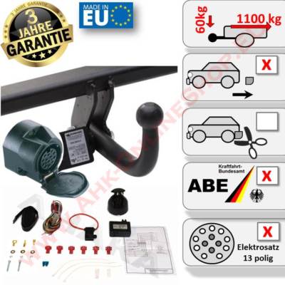 AHK + E-Satz 13  für FIAT Panda II Bj 2003-2012 Schrägheck Anhängerkupplung Neu