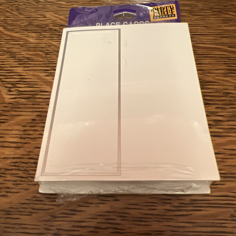Tent Place Cards 50 White Silver Edges Folding Paper Hallmark NEW Wedding Party