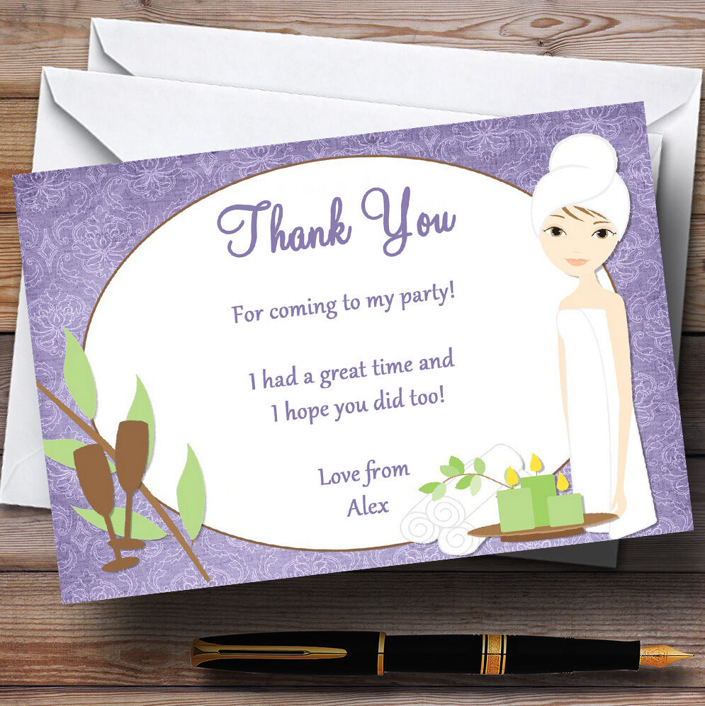 Purple Relaxing Spa Makeover Manicure Personalised Birthday Thank You Cards Najnowszy najnowszy produkt