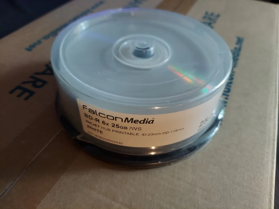 300 Discs Falcon Media BluRay BD-R 25GB Recordable White Inkjet Printable 12x25 - Image 4 of 4