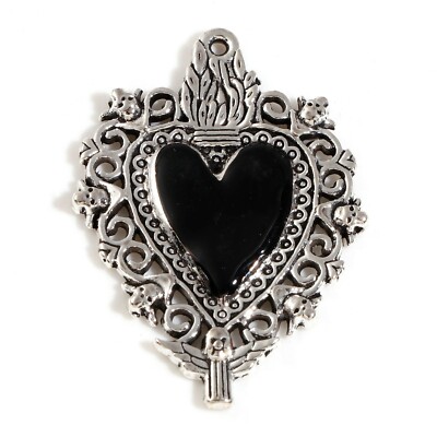 5 Gothic Steampunk Halloween inspiriert Herz Anhänger mit schwarzen Emaille Detail
