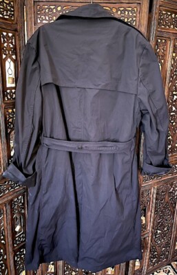 AMERICAN APPAREL ALL WEATHER MEN’S ARMY BLACK TRENCH COAT JACKET 44R