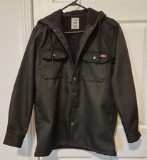 Dickies Black Hooded Snap Front Fleece Lined Jacket Mens Size Small/P