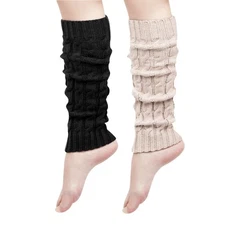 Womens Leg Warmers Winter Warm Knit Long Boot Socks Slouch Knee High 80s for ...