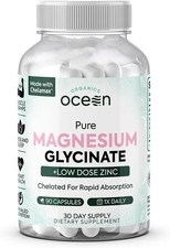 Organics Ocean Pure Magnesium Glycinate with Zinc - 90 Capsules  MADE IN USA 