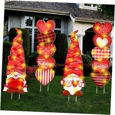 4 Pack Large Valentine s Day Yard Signs Gnome Heart LED Lighted Outdoor