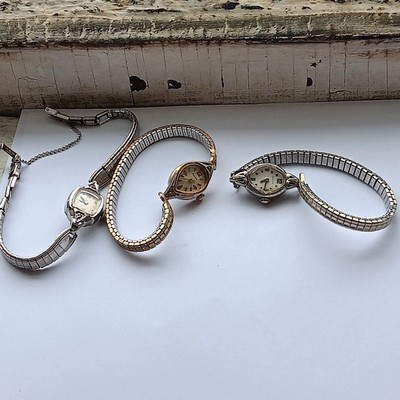 (3) Vintage Womens Bulova Watches 10kt R.G.P & G.F Top Watch