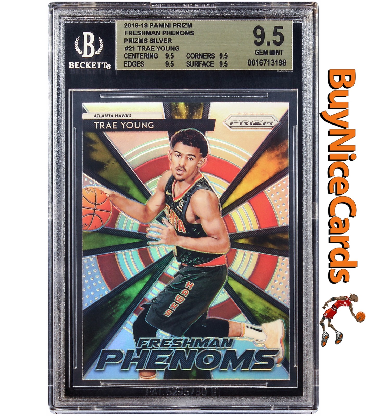 2018 Trae Young Panini Prizm Freshman Phenmons Silver Prizms RC # 21 BGS 9.5