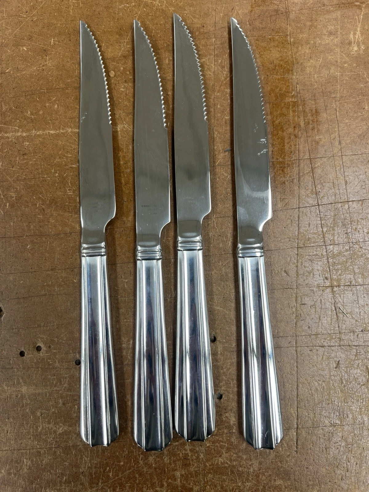 Reed & Barton Steak Knives Set 4 Stainless Serrated Dinner Knives
Opens in a new window or tab