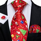 ITALIAN DESIGNER Christmas Novelty Silk TIE, POCKET SQUARE, CUFFLINK SET