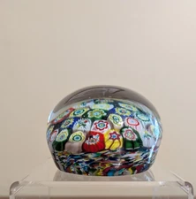 Beautiful Vintage Murano Multicolored Millefiori Glass Paperweight