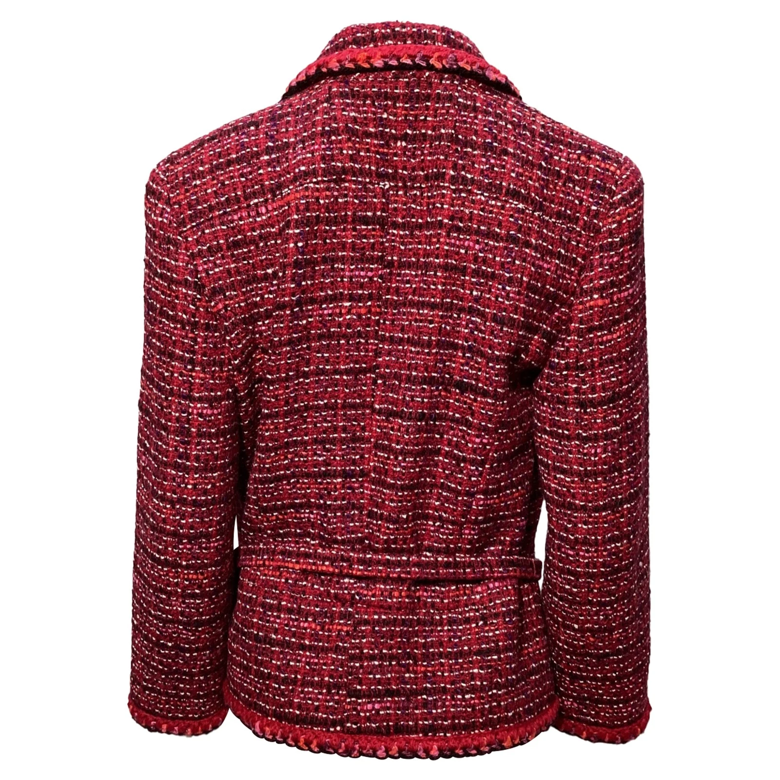 Giacca Chanel con cintura testurizzata in lana rossa donna bordeaux taglia 44
