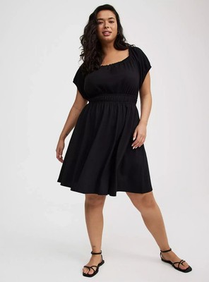 Shirred Bodice Mini Dress Women's Plus 4X
