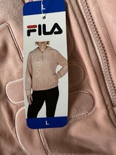 FILA Women's Fleece Pullover Hoodie Velour Medium/ Large Ribbed Cuffs  Waist