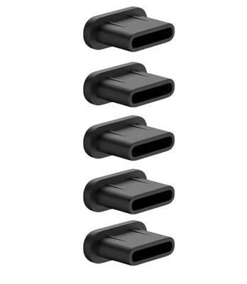 5x  USB-C Staubschutz-Kappen Dust Plug Stecker Silikon - schwarz