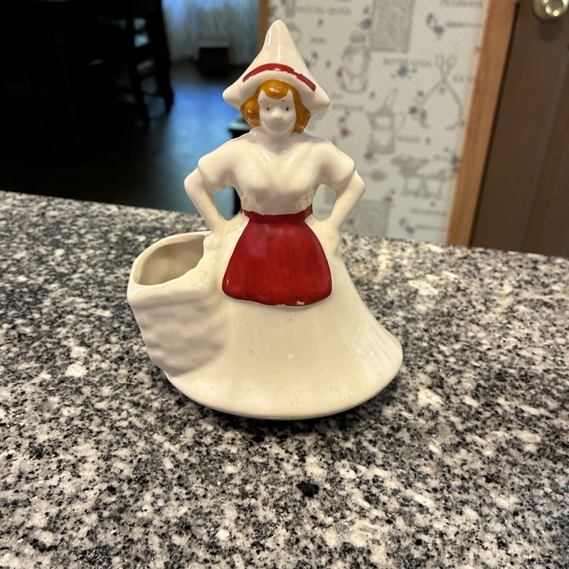 1950’s Shabby Dutch Girl Planter Vintage Ceramic Figurine