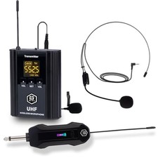 UHF Wireless Microphone System 1-Pack with Headset Lavalier Mics, 1 Pack