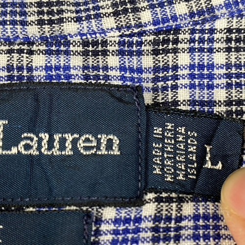 Camisa De Colección Ralph Lauren Blaire Abotonada Para Hombre Grande Azul A Cuadros Lino Algodón - Imagen 4 de 8