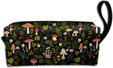 Mushrooms Nature Makeup Bag For Women, Portable Cosmetic Bag Zipper Pouch Tra...