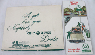Vintage Cities Service Road Map Eastern States Dealer Gift Gas Oil Collectable