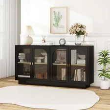Storage Cabinet with Acrylic Doors Features rubber feet and metal handles