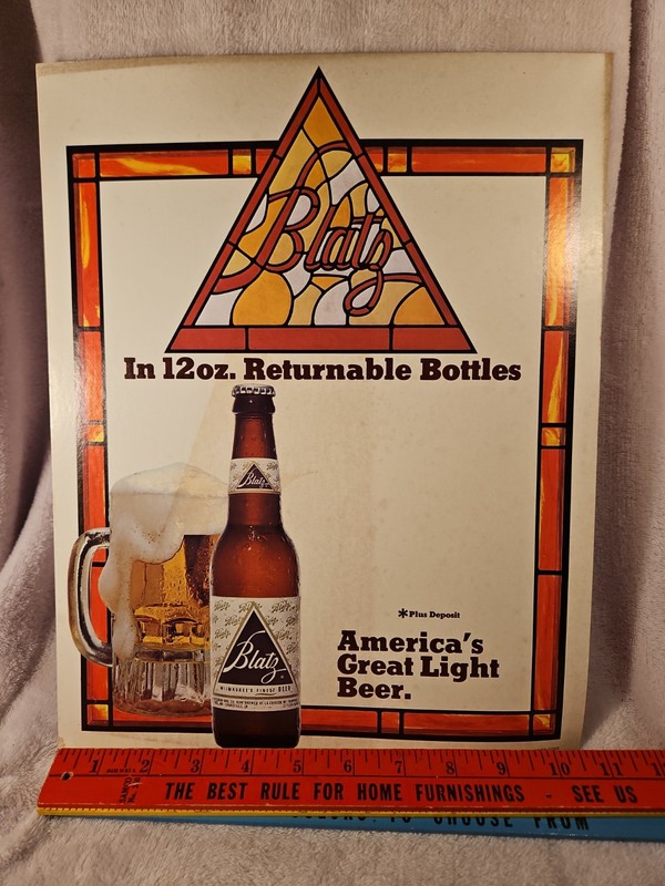 Vintage Blatz Beer Cardboard Sign Brewery Breweriana Easel Milwaukee WI READ