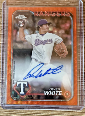 2024 Topps Chrome Owen White ORANGE REFRACTOR AUTO 11/25 #RA-OW Rangers RC