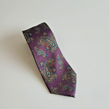 Leonardo Strelli for Tie Rack 100% Silk Made in Italy New Purple Mauve Paisley