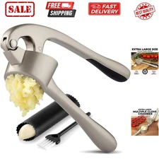 Large  Garlic Press Set - Bigger Bowl for Bigger Garlic - Rust Proof & Dishwa...