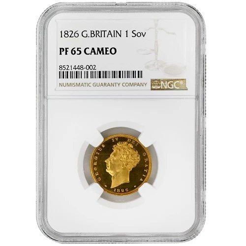 1826 Sovereign GREAT BRITAIN, NGC PF65CAM George IV Rare Coin