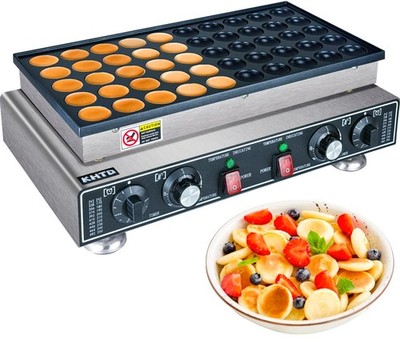 KHTD Mini Pancake Maker 50PCS 110V 1600W Commercial 2 Thermostats 2 Timers